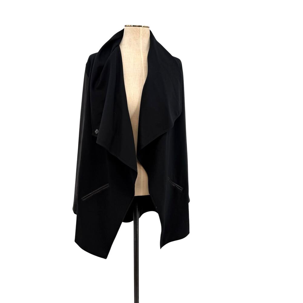 Spanx Black Drape Front Jacket Open Cardigan Stretch Ponte Womens Medium - Picture 10 of 14